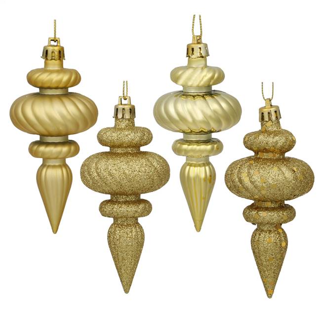 4" Gold Finial 4 Finish Asst 8/Bx