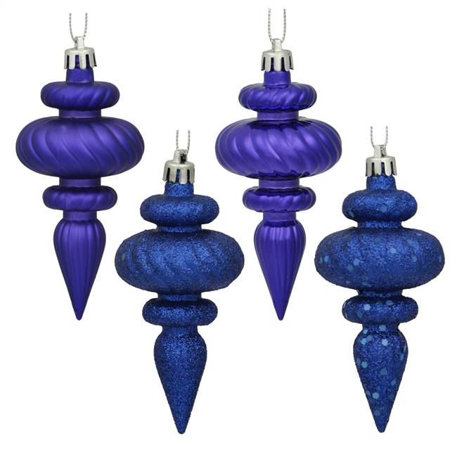 4" Cobalt Blue Finial 4 Finish Asst 8/Bx