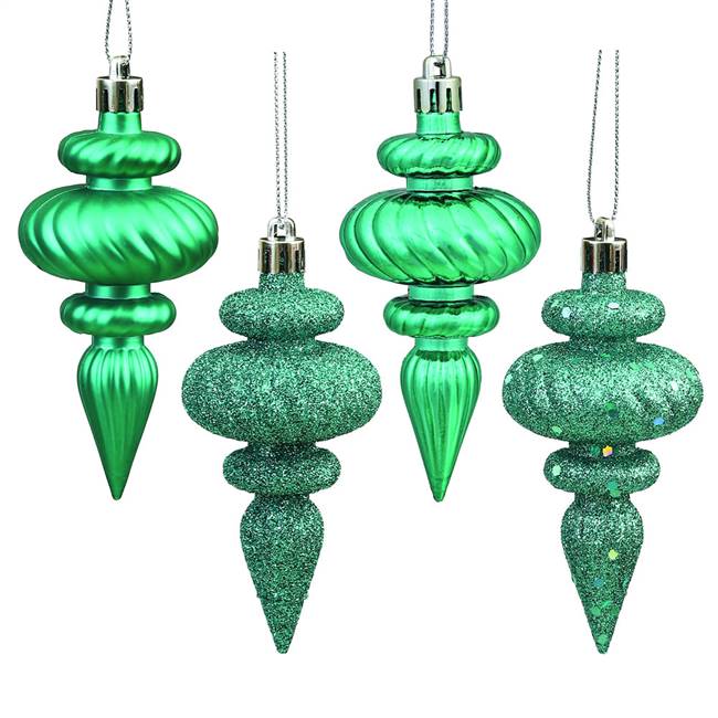 4" Teal Finial 4 Finish Asst 8/Bx