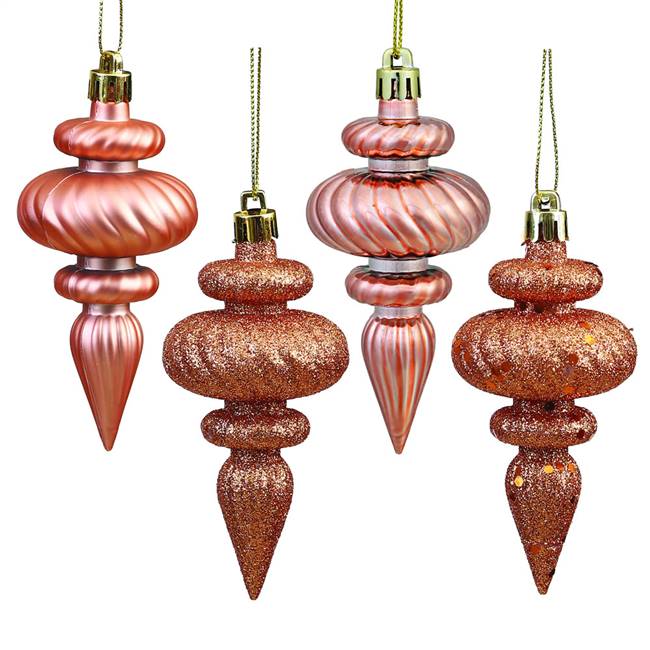 4" Rose Gold Finial 4 Finish Asst 8/Bx