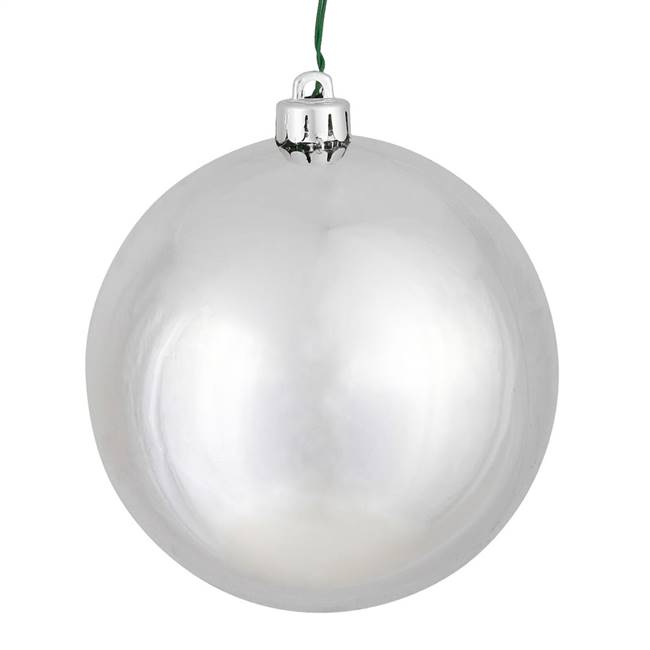 4" Silver Shiny Ball UV Drilled 6/Bag