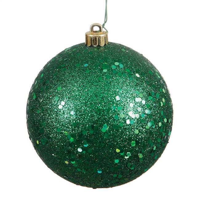 4" Emerald Sequin Ball Drilled 6/Bag
