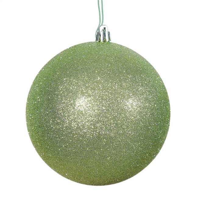 4" Celadon Glitter Ball Drilled 6/Bag