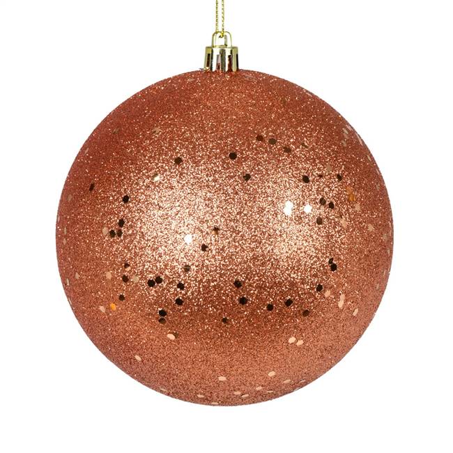 4" Coral Sequin Ball Drilled 6/Bag