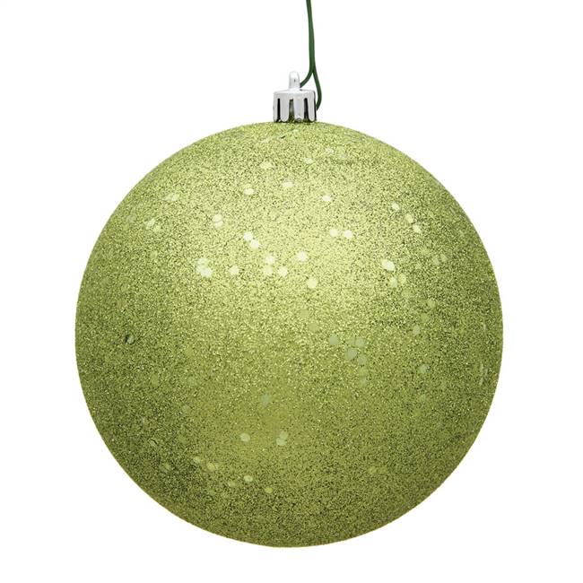 4" Lime Sequin Ball Drilled 6/Bag