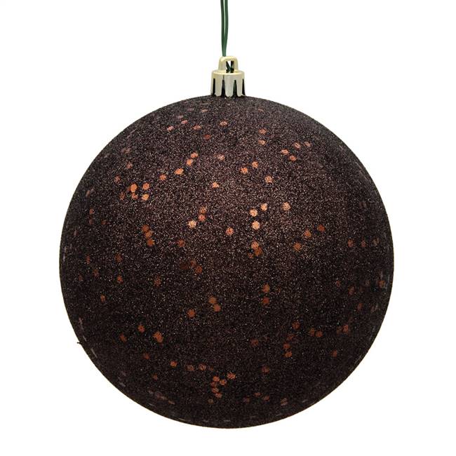 4" Chocolate Sequin Ball Drilled 6/Bag