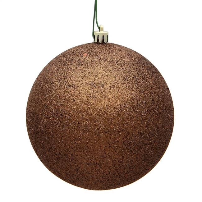 4" Mocha Glitter Ball Drilled 6/Bag