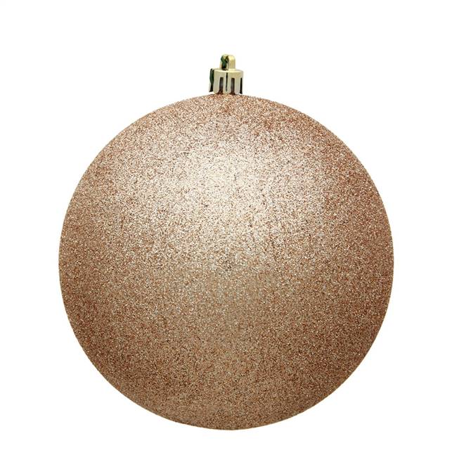 4" Cafe Latte Glitter Ball Drilled 6/Bag