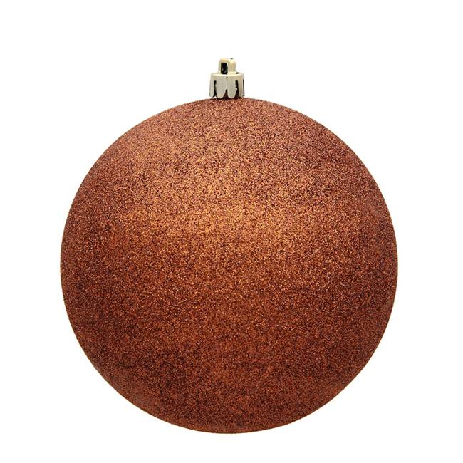 4" Copper Glitter Ball Drilled 6/Bag