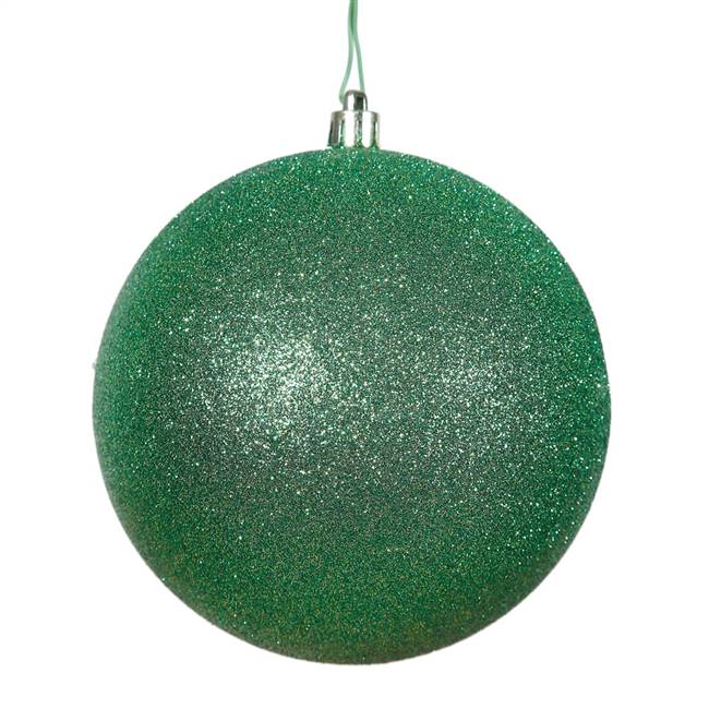 4.75" Green Glitter Ball Drilled 4/Bag