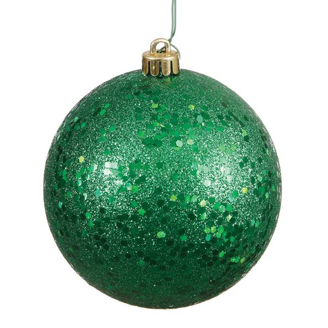 4.75" Green Sequin Ball Drilled 4/Bag