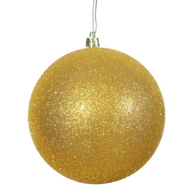 4.75" Gold Glitter Ball Drilled 4/Bag