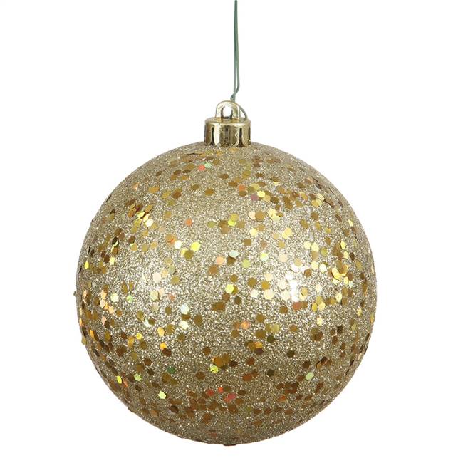 4.75" Gold Sequin Ball Drilled 4/Bag