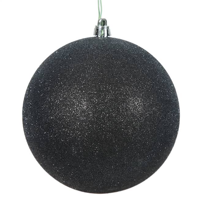 4.75" Black Glitter Ball Drilled 4/Bag