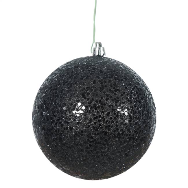 4.75" Black Sequin Ball Drilled 4/Bag
