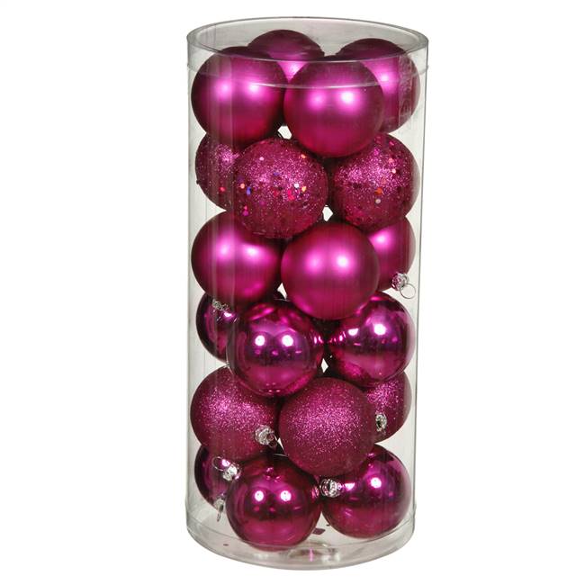 6" Magenta 4 Finish Ball Orn Box of 4