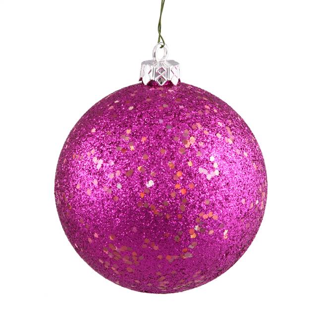 6" Magenta Sequin Ball Drilled 4/Bag