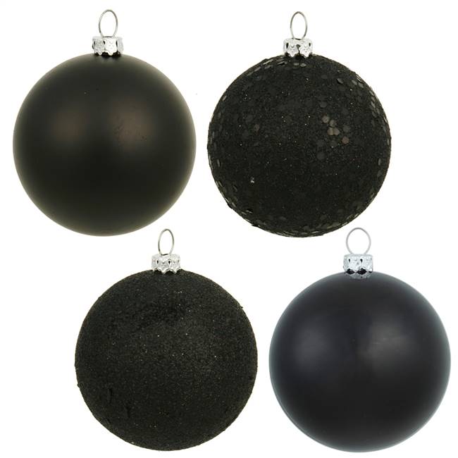 6" Black 4 Finish Ball Orn Box of 4