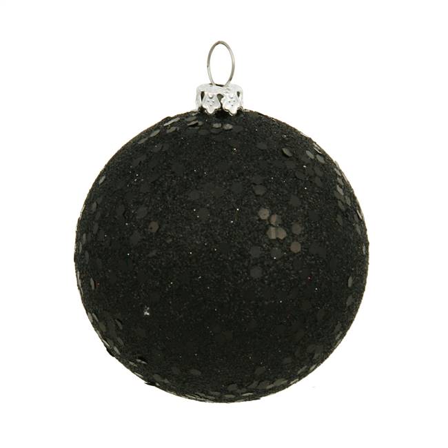 6" Black Sequin Ball Drilled 4/Bag