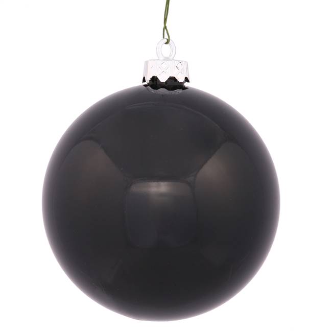 6" Black Shiny Ball UV Drilled 4/Bag