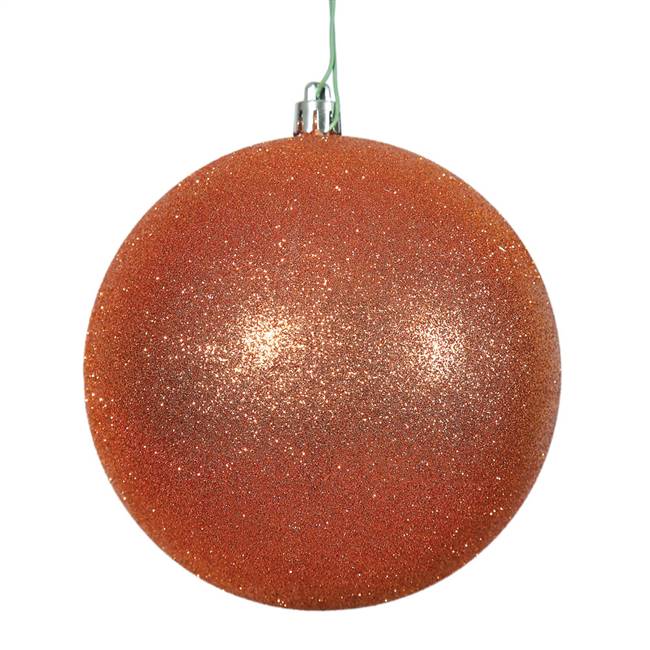 6" Burn Org Glitter Ball Drilled 4/Bag