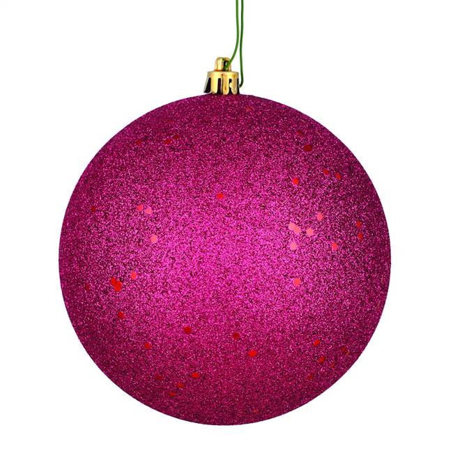 6" Berry Red Sequin Ball Drilled 4/Bag