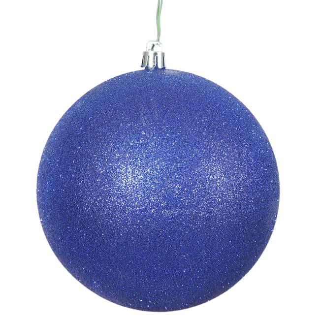 6" Cobalt Glitter Ball Drilled 4/Bag