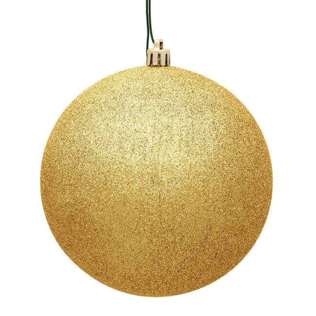 6" Honey Gold Glitter Ball Drilled 4/Bag