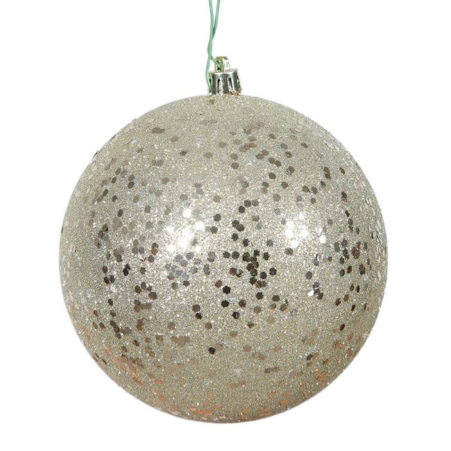 6" Champagne Sequin Ball Drilled 4/Bag