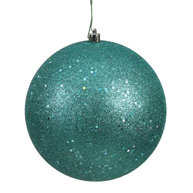 6" Teal Sequin Ball Drilled 4/Bag