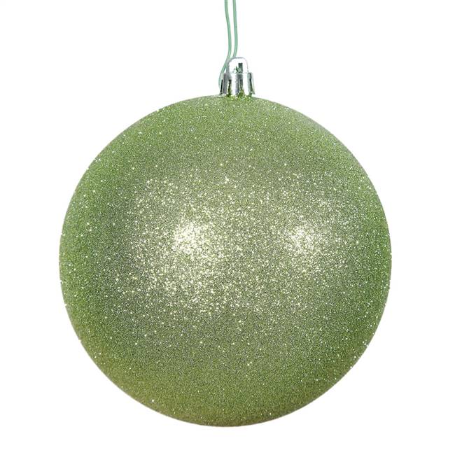 6" Celadon Glitter Ball Drilled 4/Bag