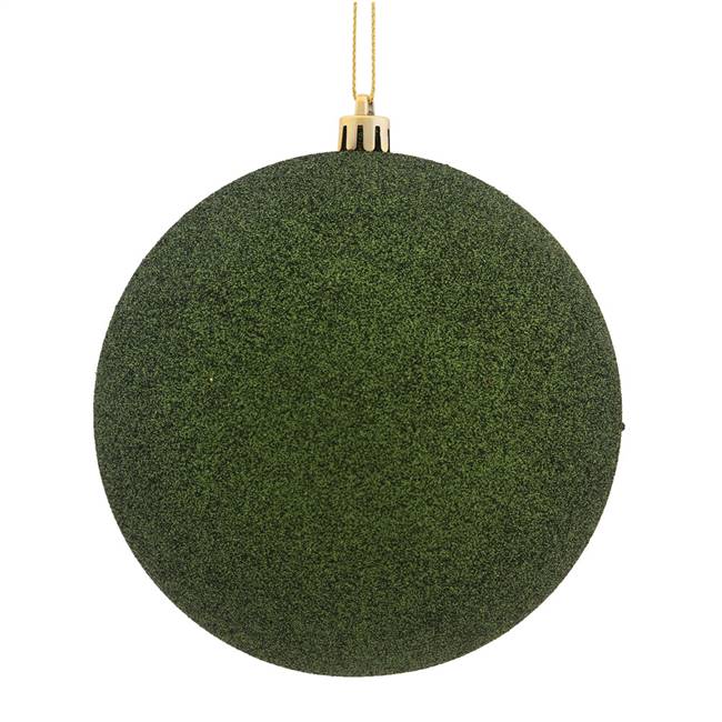 6" Moss Green Glitter Ball Drilled 4/Bag