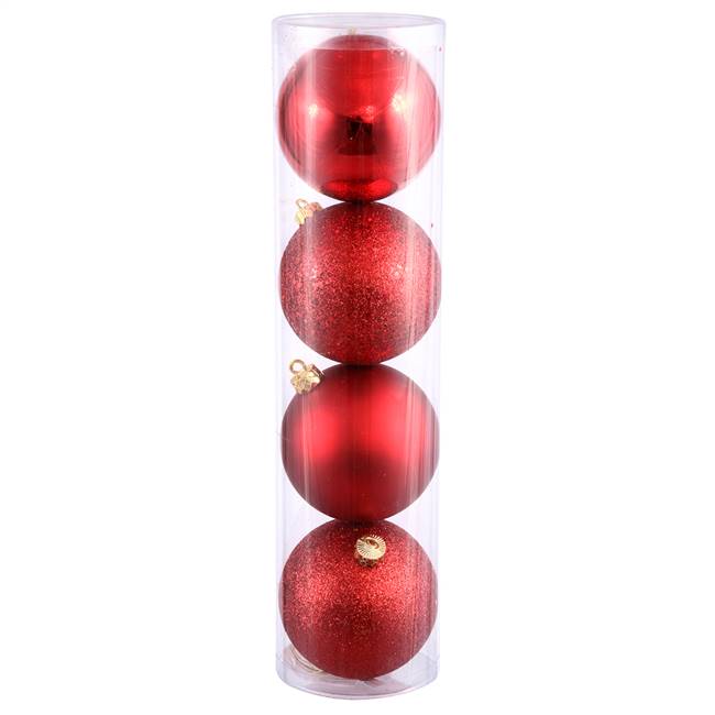 10" Red 4 Finish Ball Asst Drilled 4/Bag