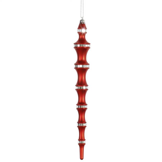 12" Red Mirror Icicle 4/Box