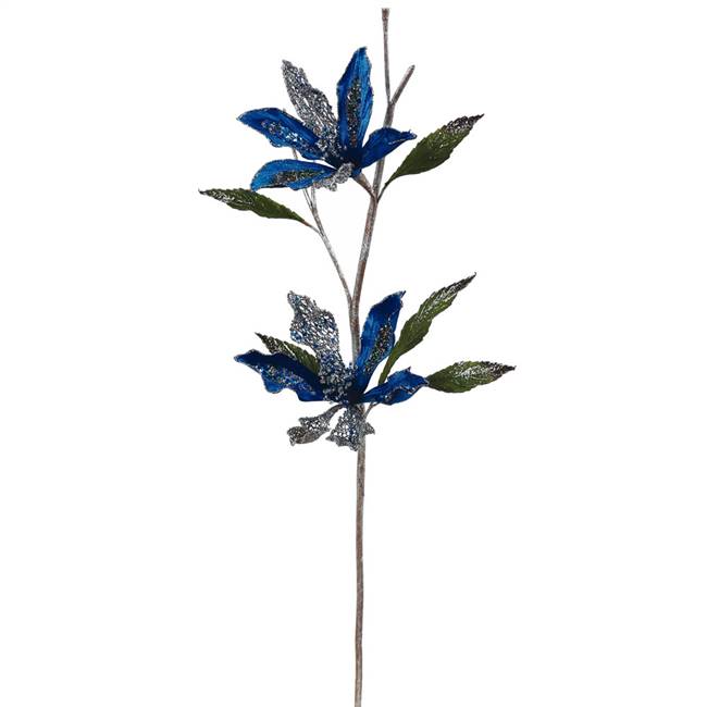 23" Blue Velvet Magnolia 6" Flower x 2