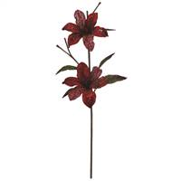 23" Red Velvet Magnolia 6" Flower x 2