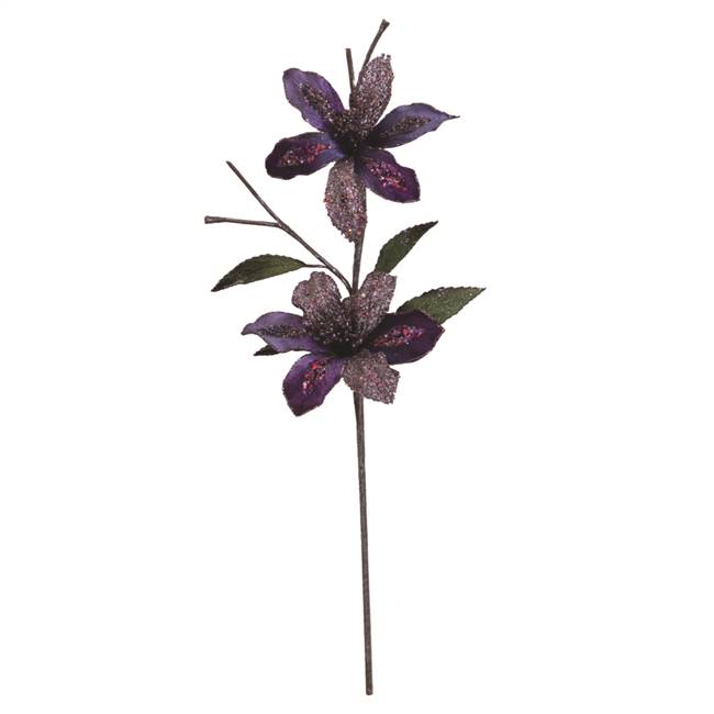 23" Purple Velvet Magnolia 6" Flwr x2