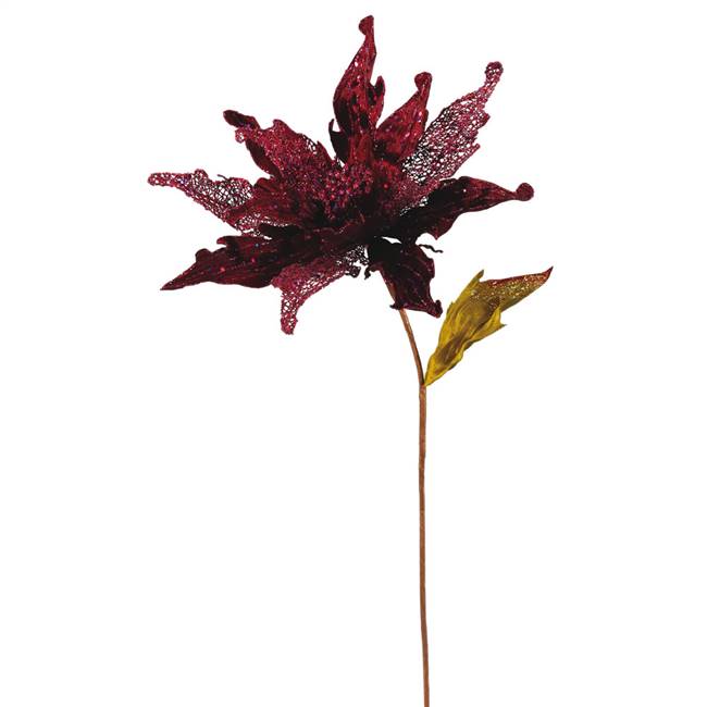 31" Burgundy Velvet Poinsettia 14" Flr