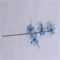 29" Aqua Velvet Sheer Holly Spray x 5