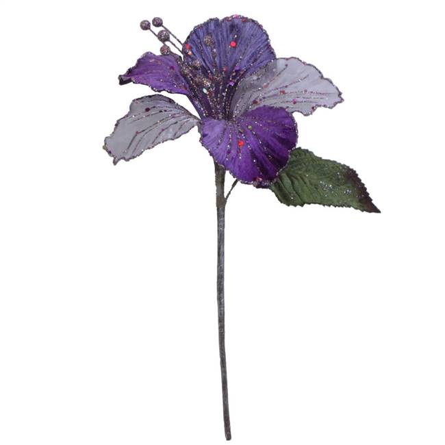 21" Purple Velvet Hibiscus 6" Flower