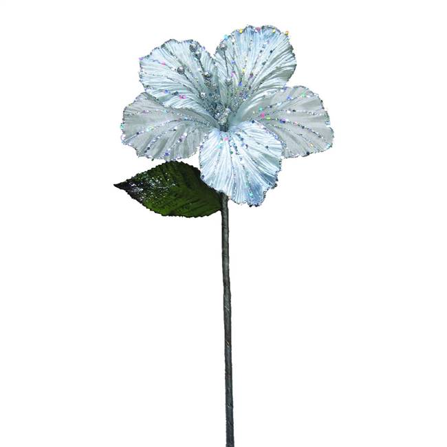 21" Silver Velvet Hibiscus 6" Flower