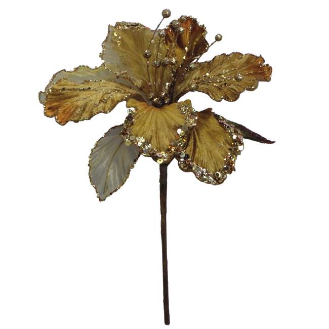 27" Gold Glitter Amaryllis 7.5" Flower