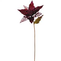 32" Burgundy Glitter Poinsettia 11"Flr