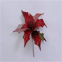 31" Red Glitter Poinsettia 13" Flower