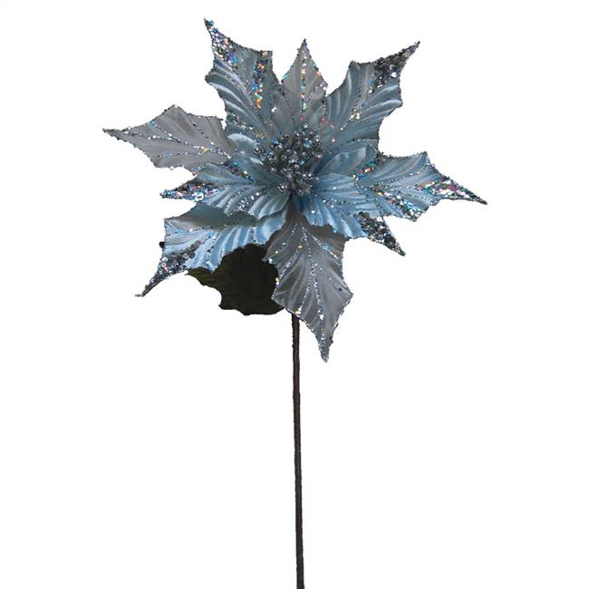 31" Silver Glitter Poinsettia 13" Flwr