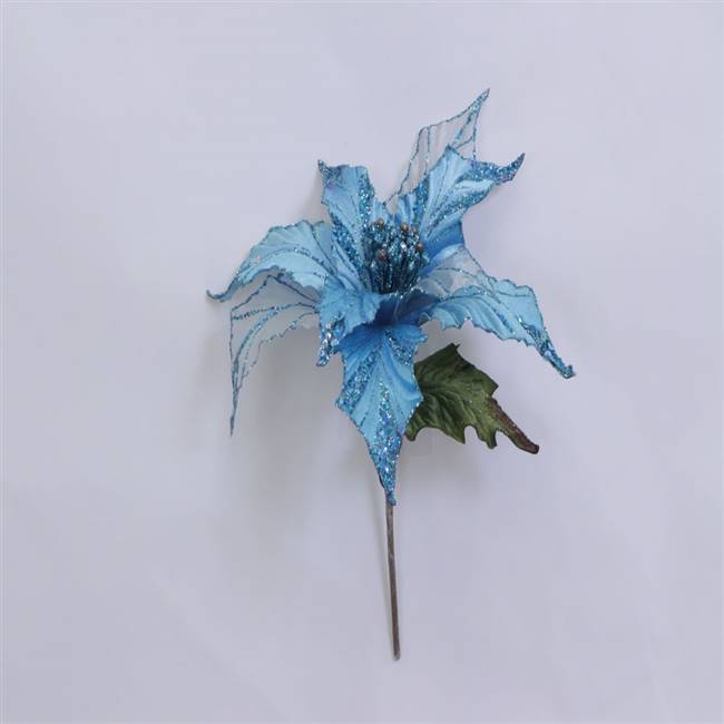 31" Aqua Glitter Poinsettia 13" Flower