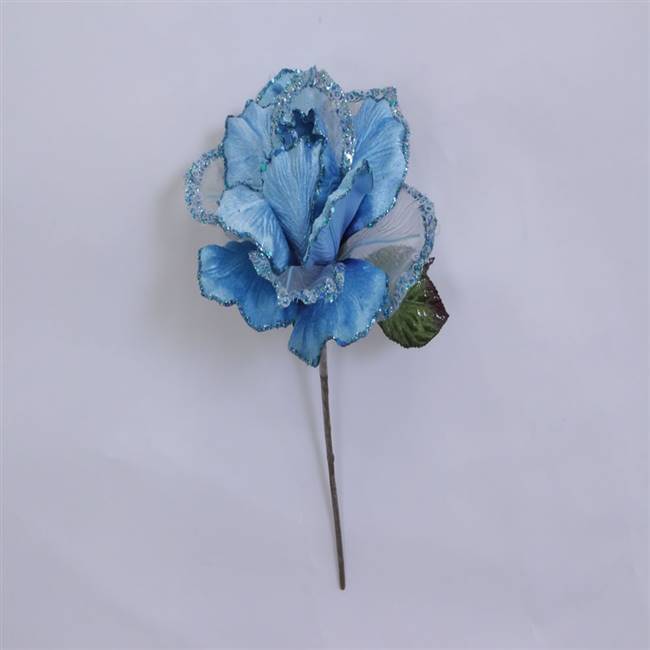 26" Aqua Velvet Sheer Rose 6" Flower