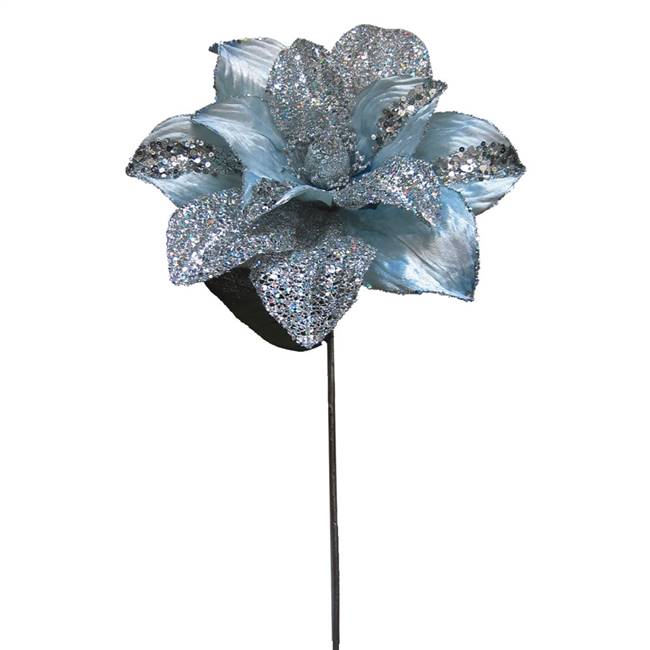 31" Silver Glitter Magnolia 13" Flower