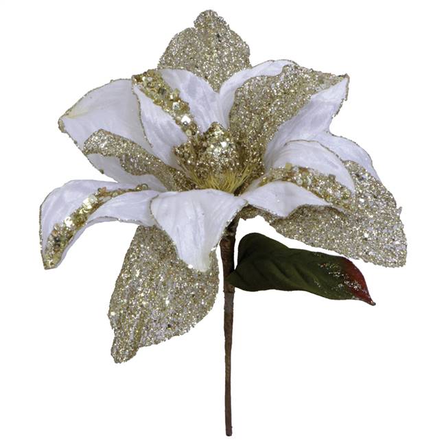 31" Cream Glitter Magnolia 13" Flower