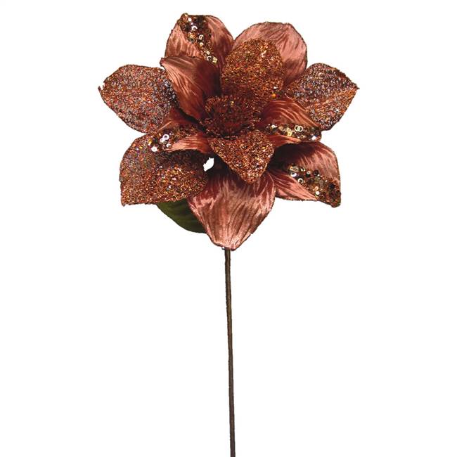 31" Copper Glitter Magnolia 13" Flower
